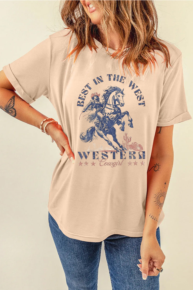 Western Cowboy Horse Graphic Tee Vintage Rodeo T Shirt