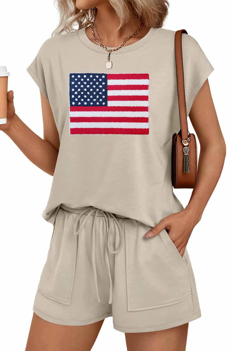 Stars Stripes Tee Shorts Set Patriotic Summer Outfit Independence Day