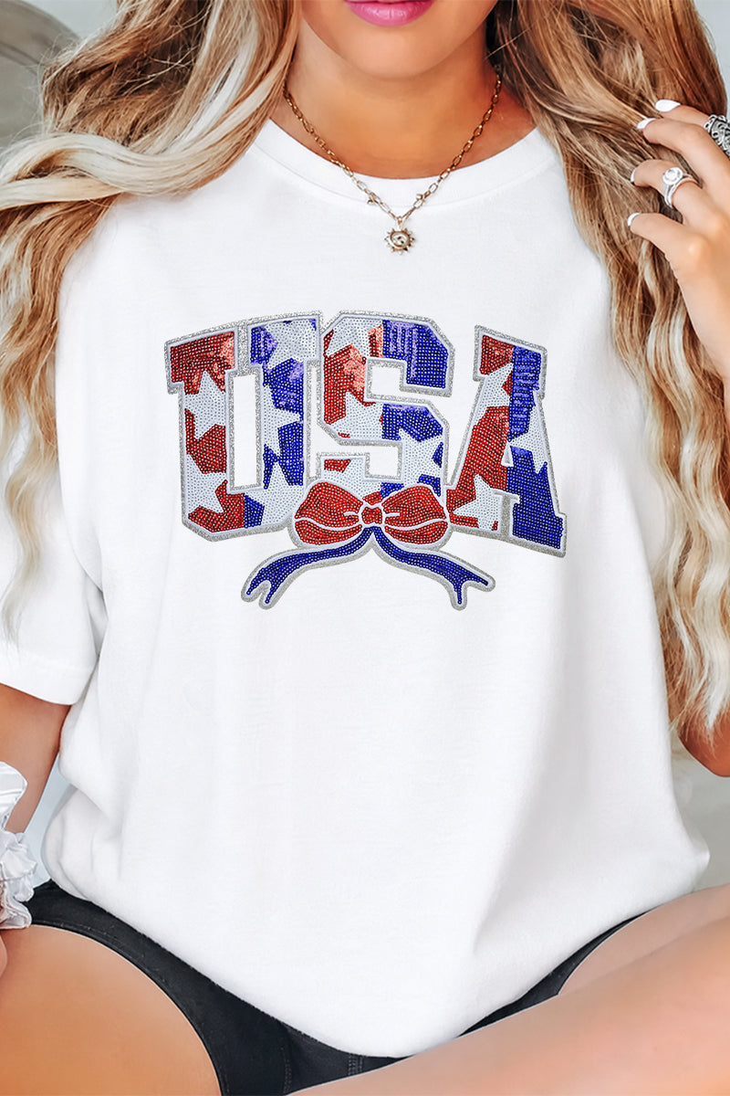 USA Bow Patriotic Independence Day Graphic Tee