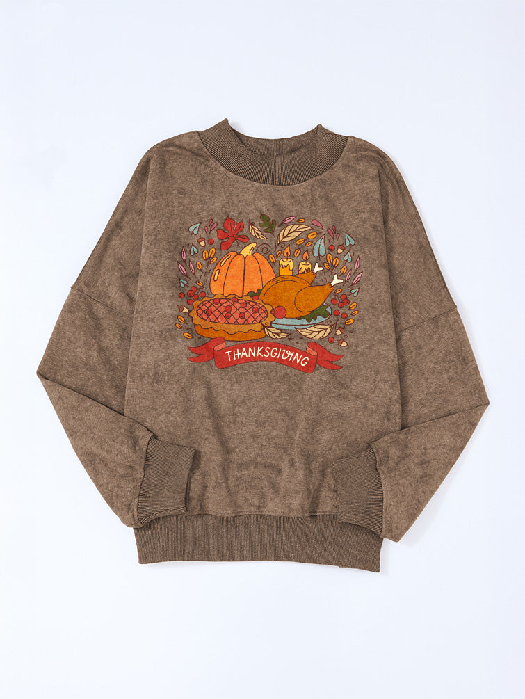 Autumn Thanksgiving Feast Pumpkin Graphic Sweatshirt