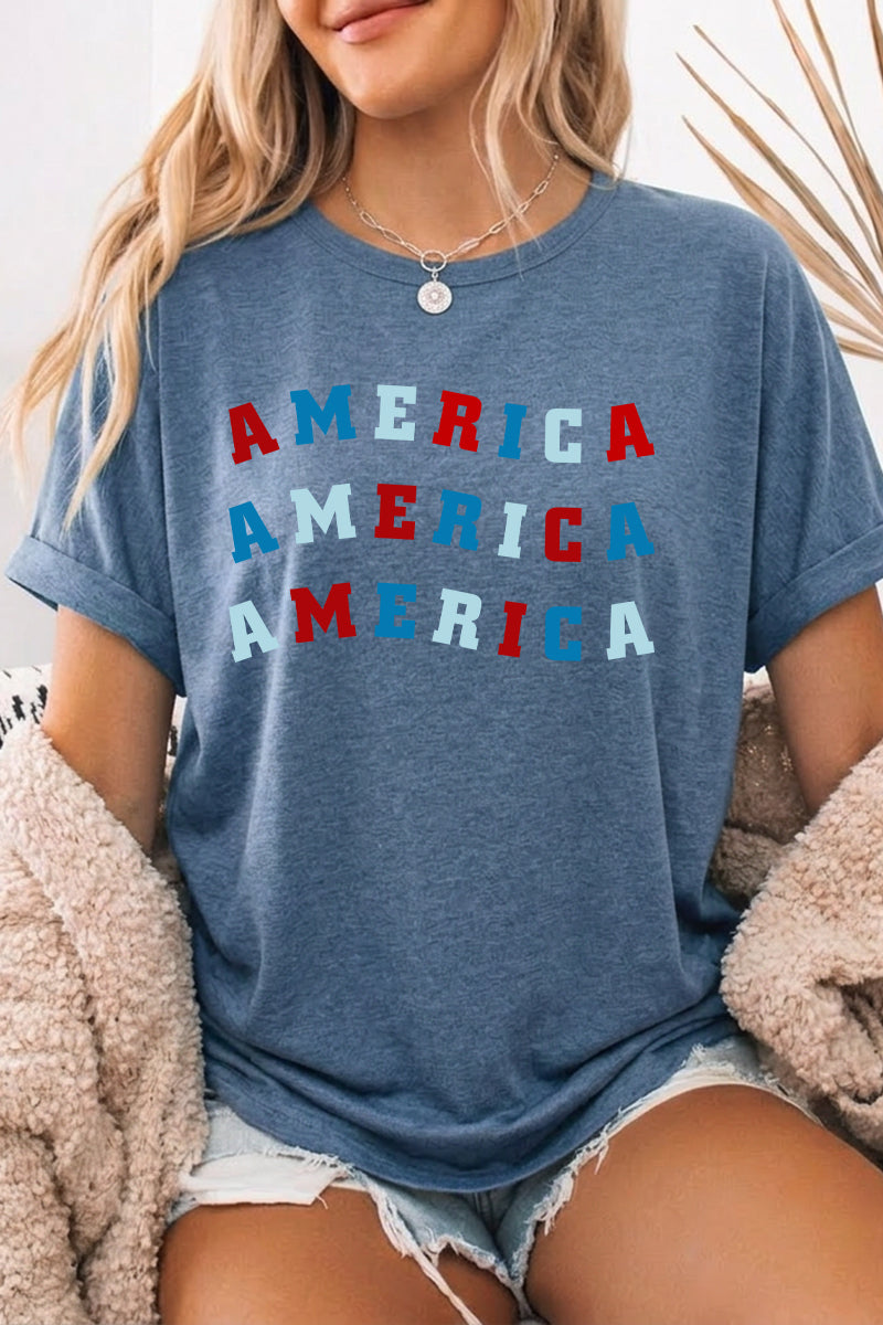 July 4th AMERICA Graphic T Shirt Women Casual