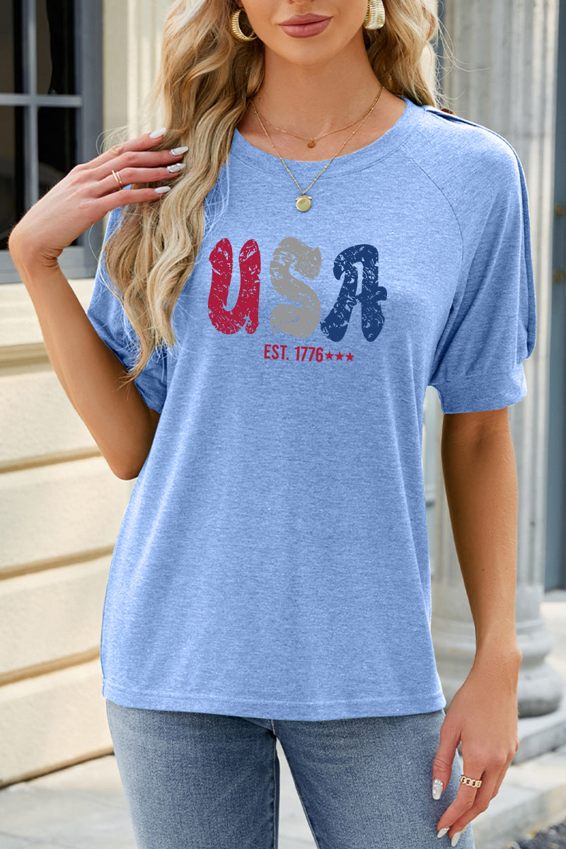 USA Graphic Rayon Tee Boutique Patriotic Independence Day Top