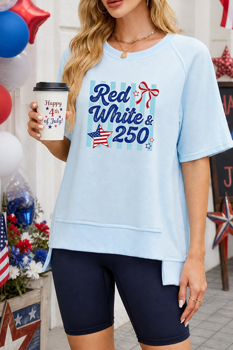 Red White and 250 Patriotic Graphic Oversized T Shirt