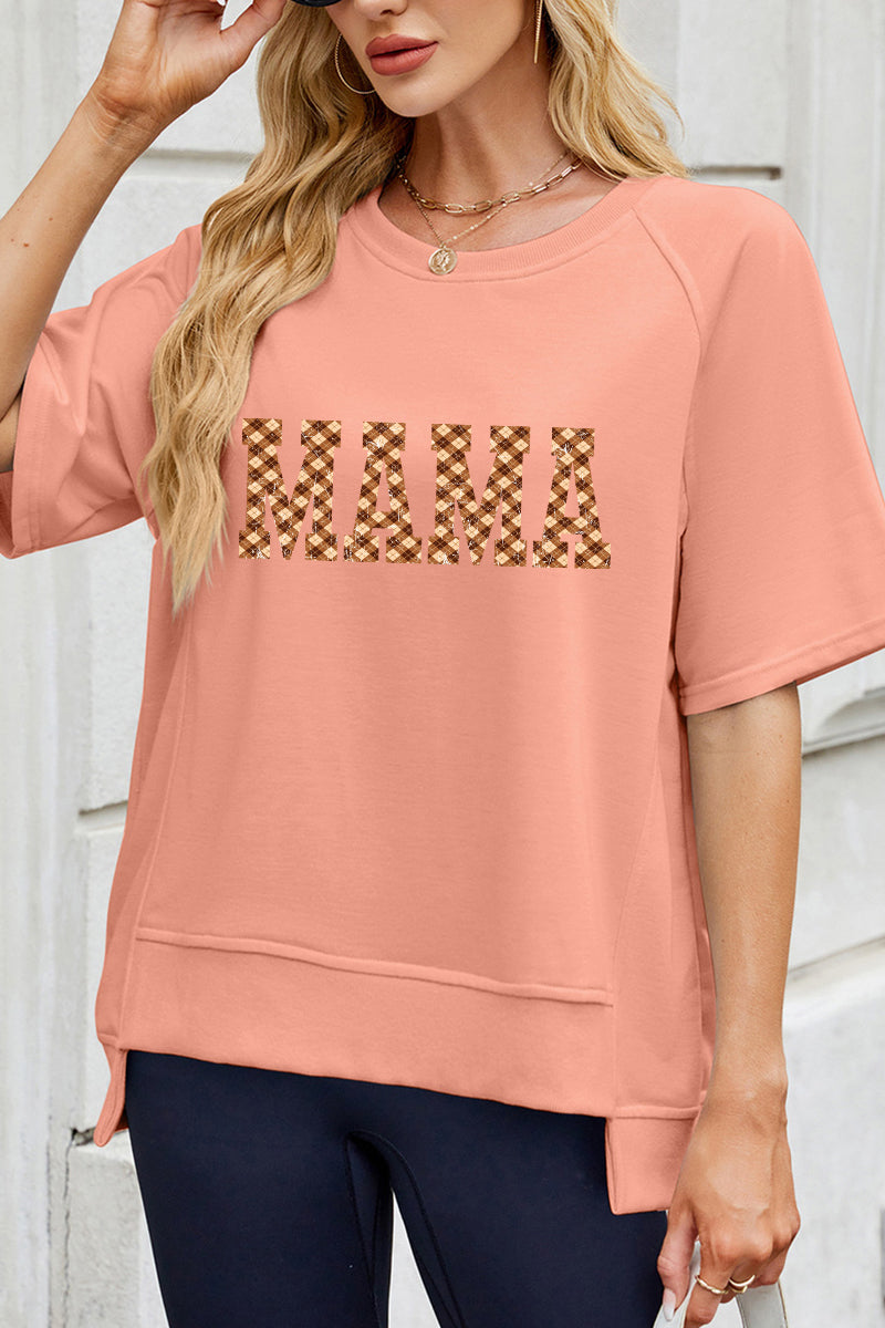 Leopard MAMA Letter Casual Tee Mother's Day Gift Top