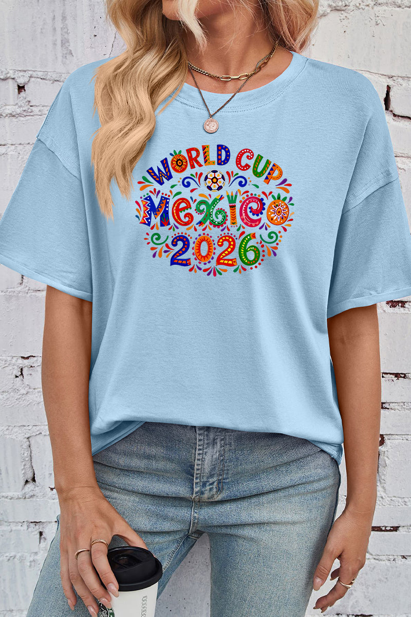 Graphic Rayon T Shirt World Cup Mexico Casual Tee
