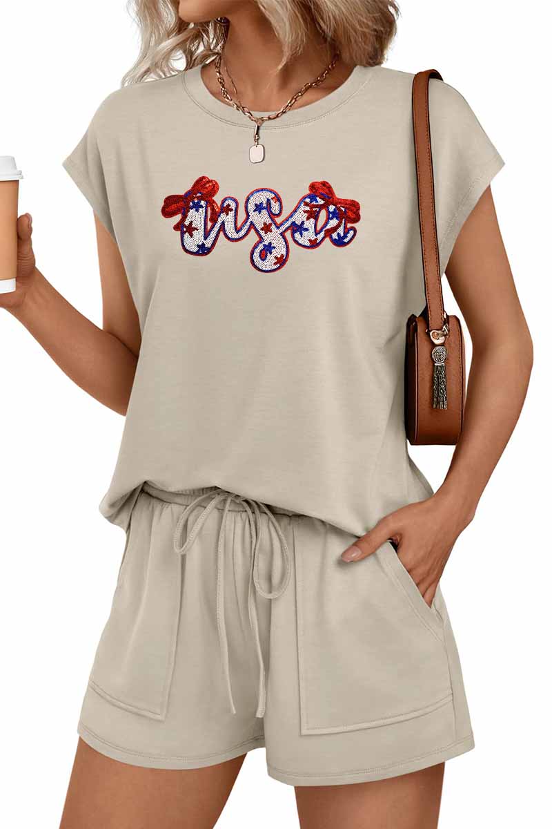 USA Tee Shorts Set Patriotic Independence Day Summer Outfit