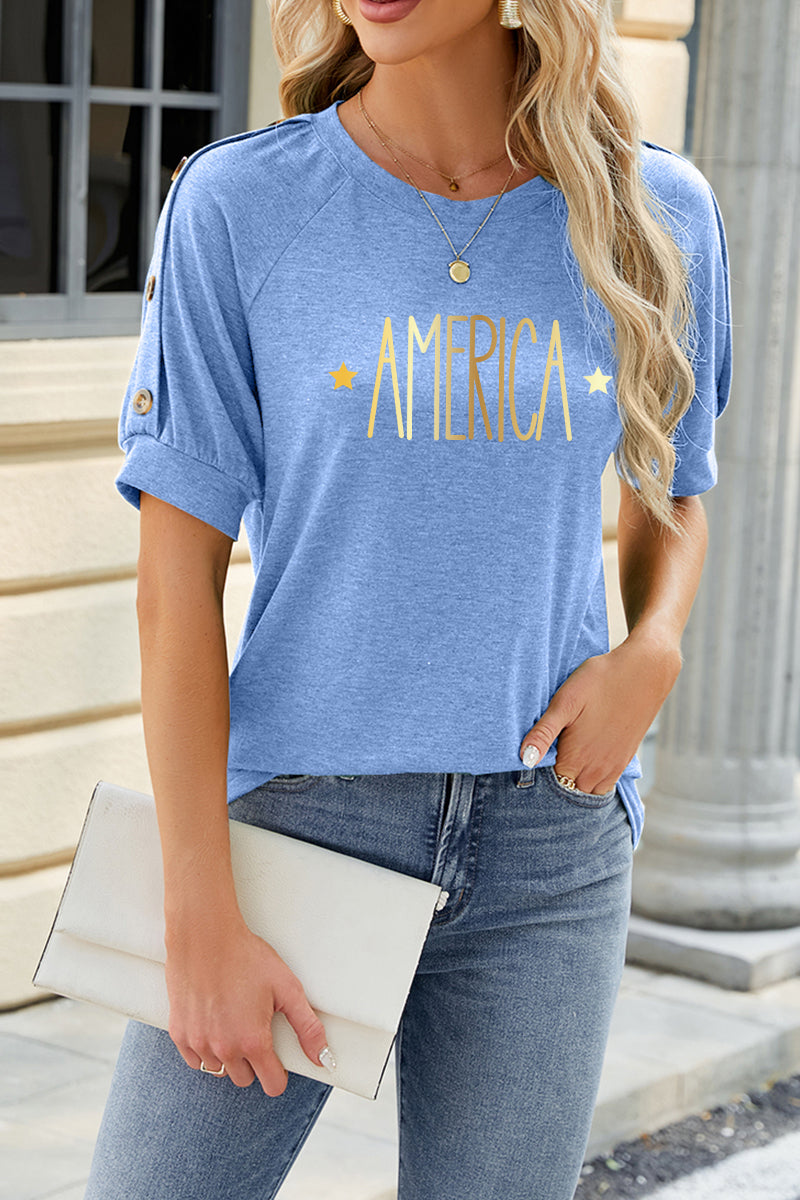 America Graphic Rayon Tee Boutique Patriotic Summer Top