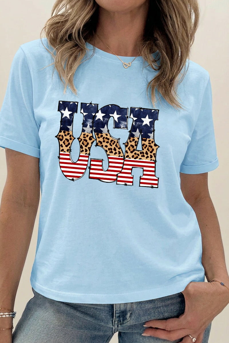 4th of July USA Flag Graphic T Shirt Women Casual Tee