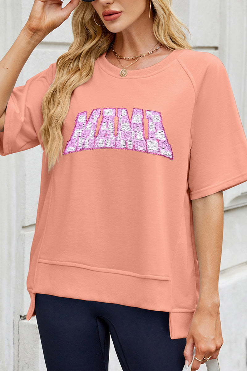 Mother's Day Mama Letter Print Casual Loose T Shirt