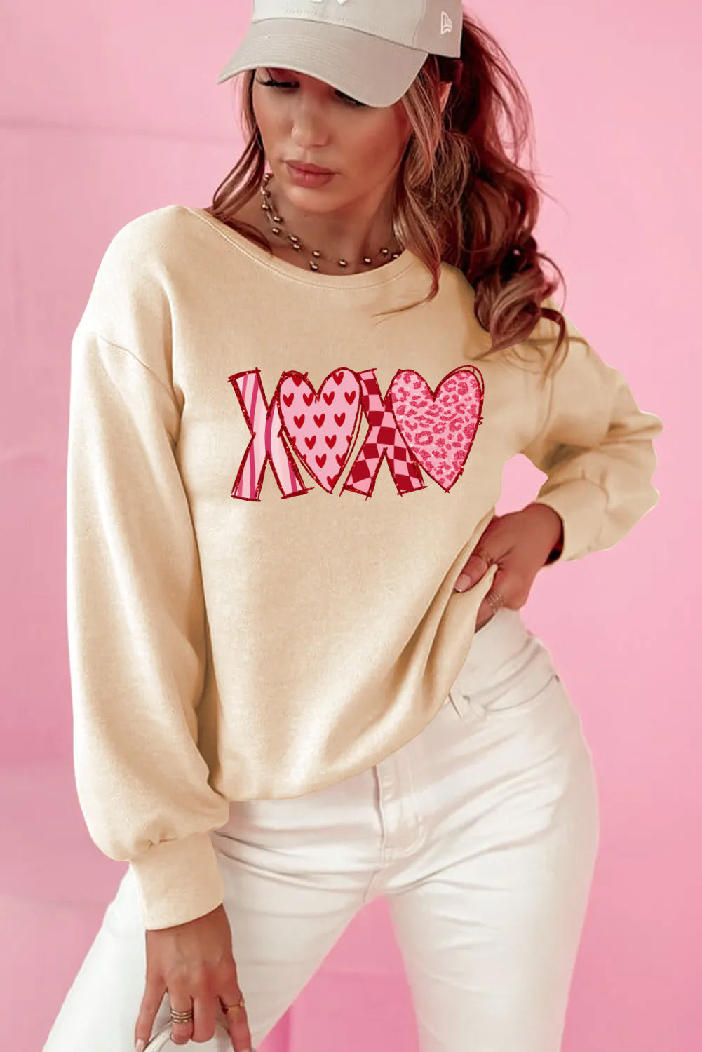 Valentine’s Day Red XOXO Heart Mix Graphic Sweatshirt