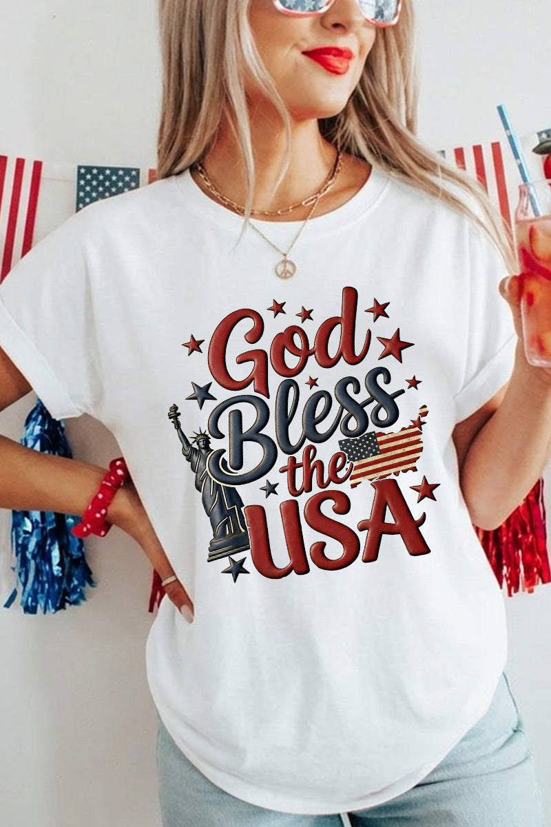 Women 4th of July God Bless the USA T Shirt