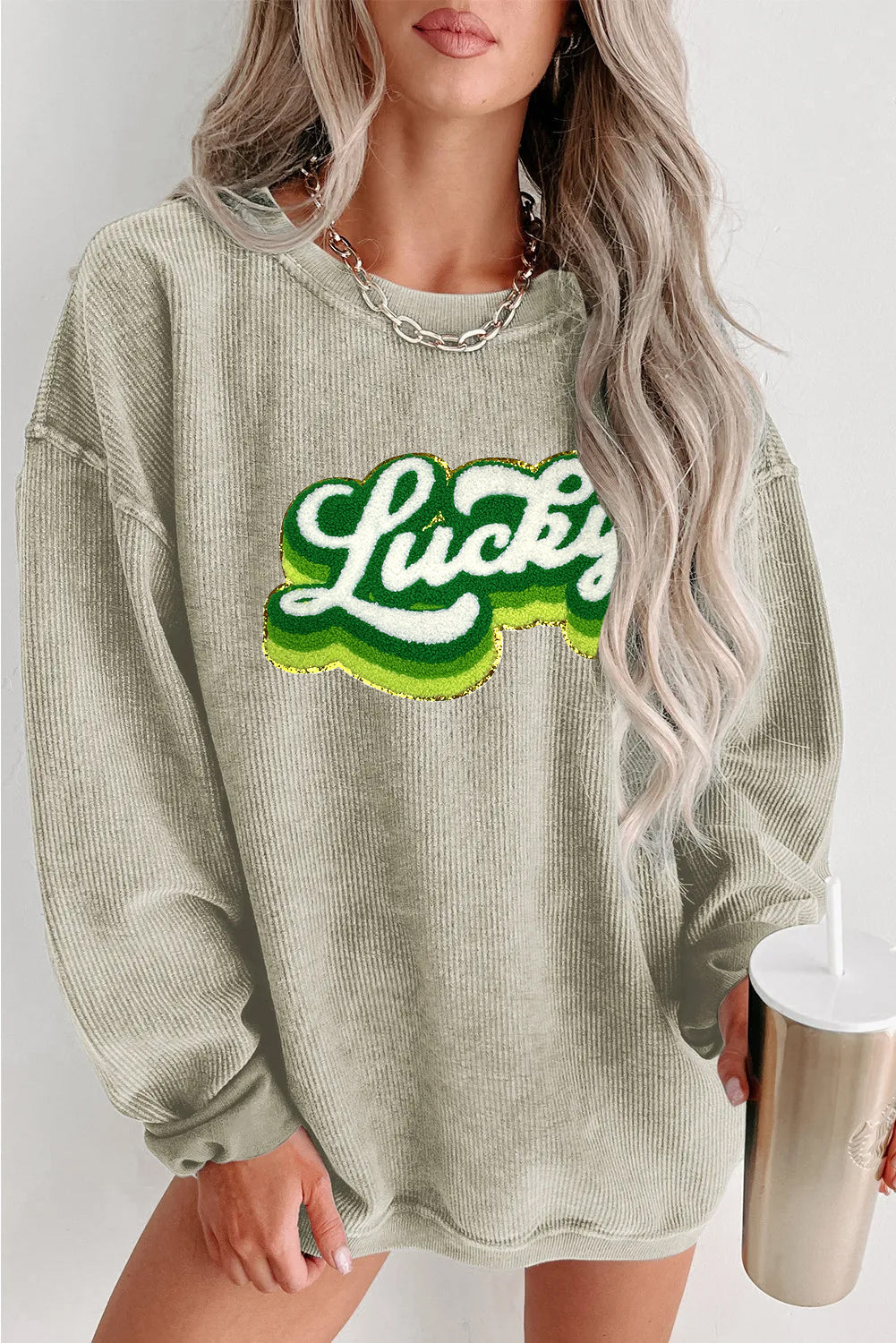 Saint Patrick’s Day Sequin Lucky Graphic Sweatshirt