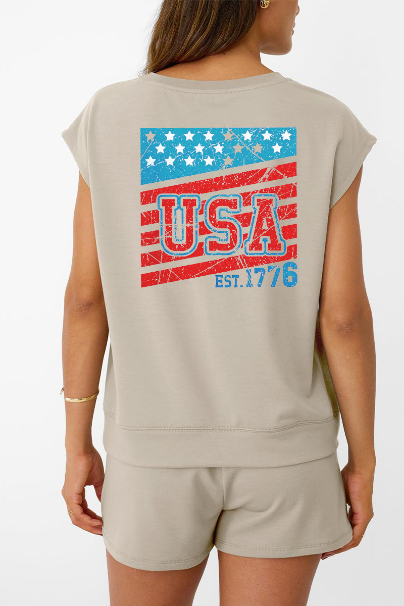 Minimal USA Graphic Two Piece Lounge Set