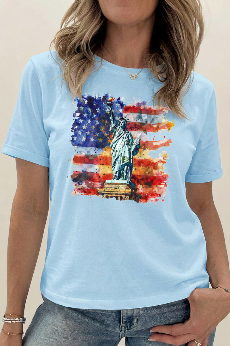 Statue of Liberty American Flag Patriotic Graphic Tee