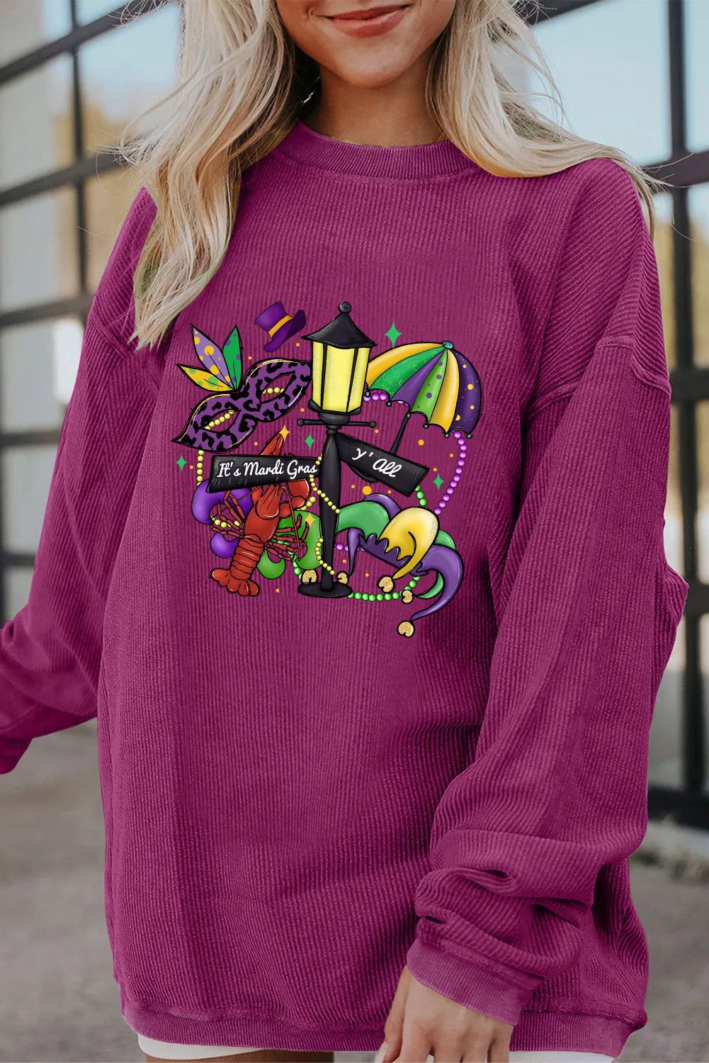Mardi Gras Purple Green Gold Festive Graphic Pullover