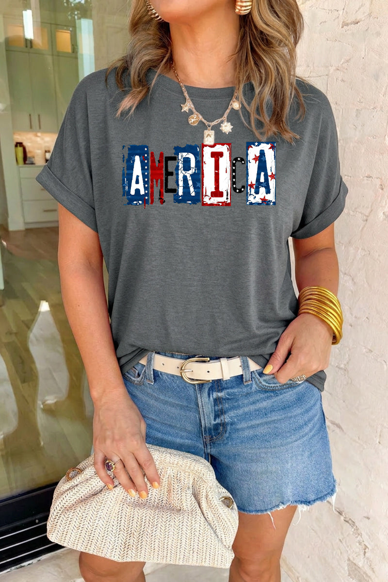 America Flag Graphic T Shirt Women 4th of July