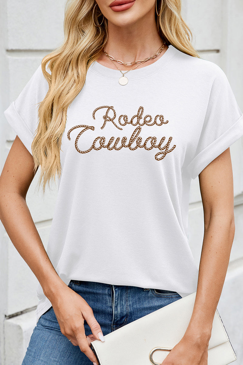 Rodeo Cowboy Letter Graphic Tee Western Casual Top