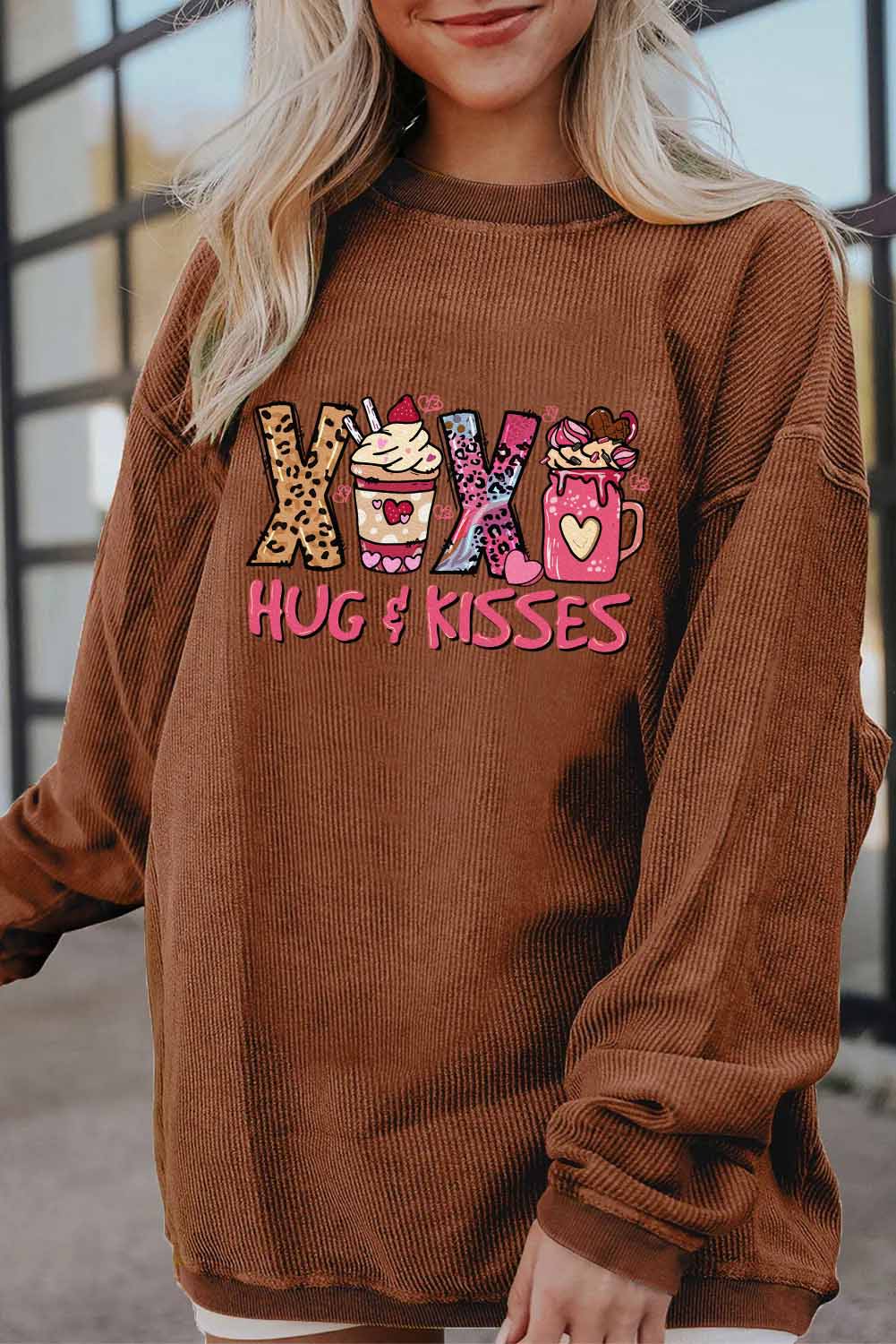 Valentine’s Day XOXO Hug Kisses Graphic Sweatshirt
