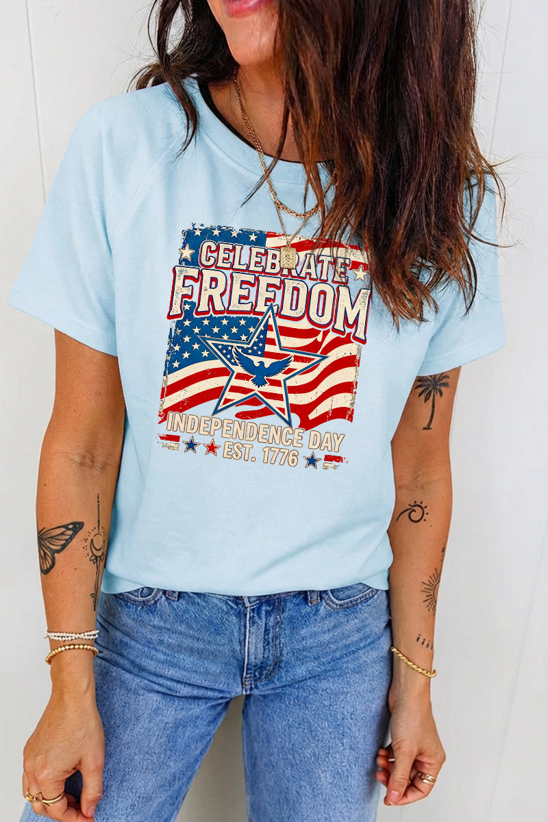 Patriotic Freedom USA Flag 4th of July Graphic Tee