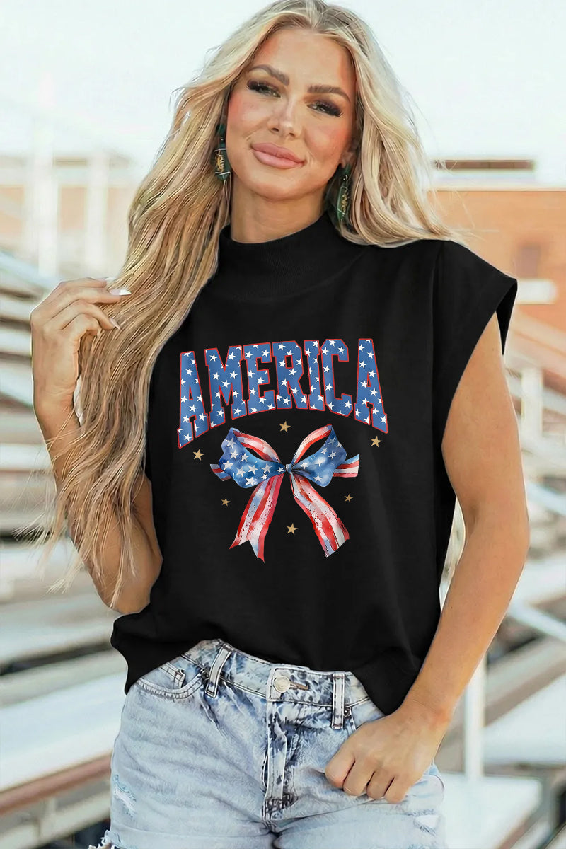 Patriotic Cotton Graphic Tee Casual USA Muscle Top