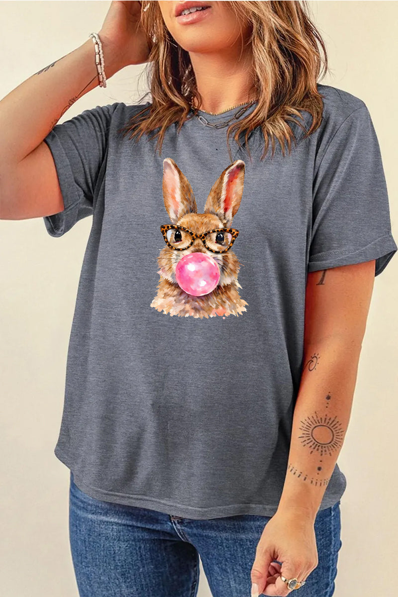 Cute Easter Bunny Graphic Tee Women Spring Casual Shirt