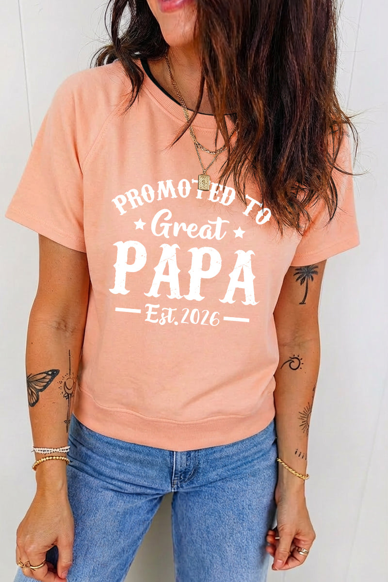 Father Day Promoted to Papa Graphic T Shirt Casual Tee