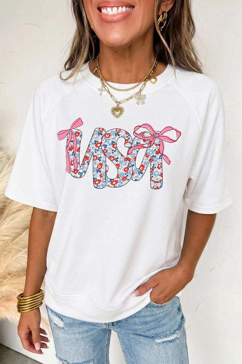 Independence Day Leopard USA Graphic Tee Casual Fit
