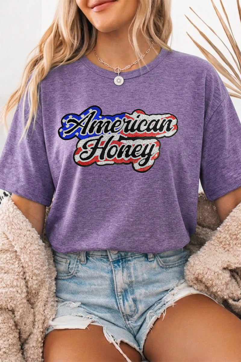 July 4th American Honey Graphic T Shirt Women