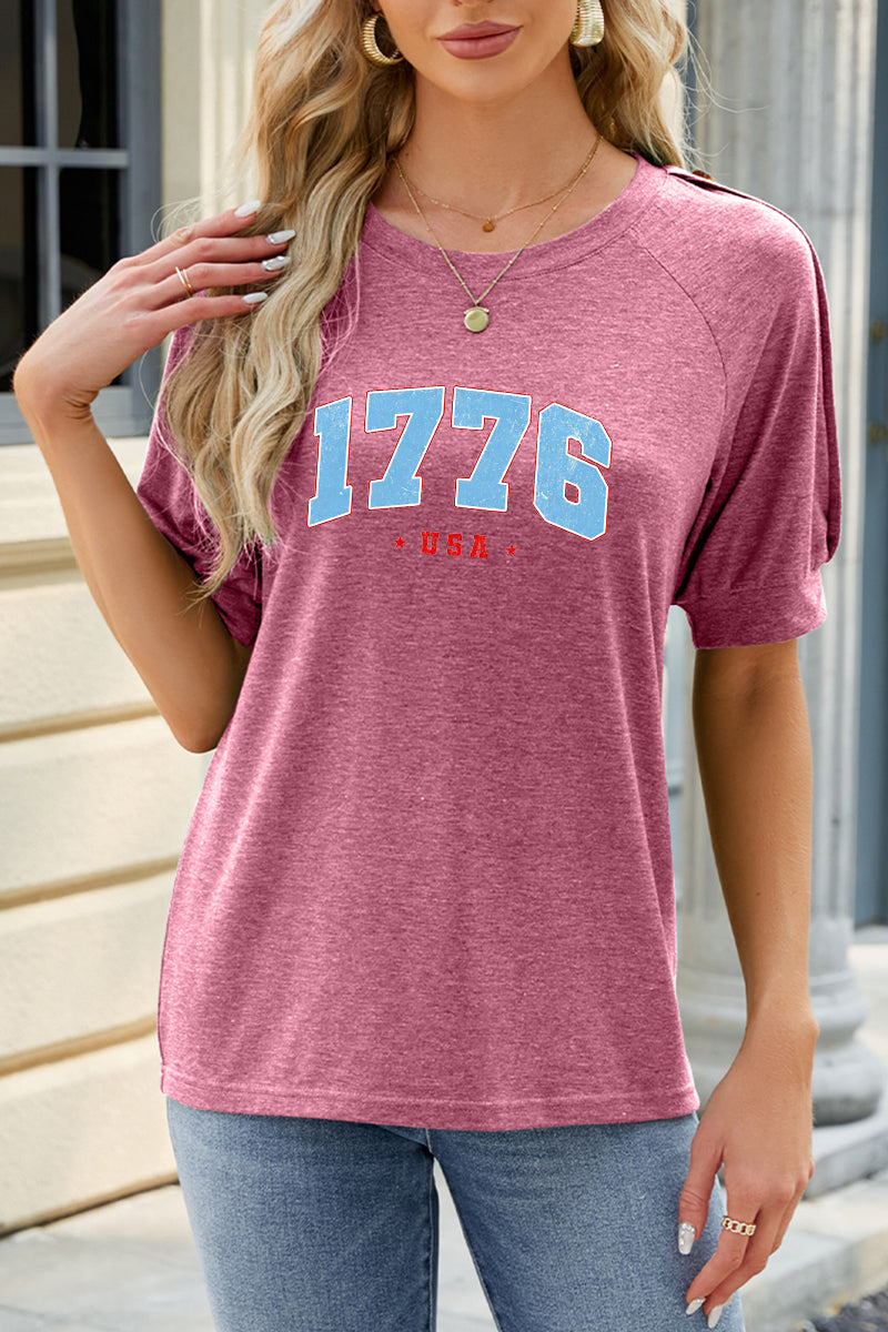 1776 Graphic Rayon Tee Boutique Patriotic Independence Day Top