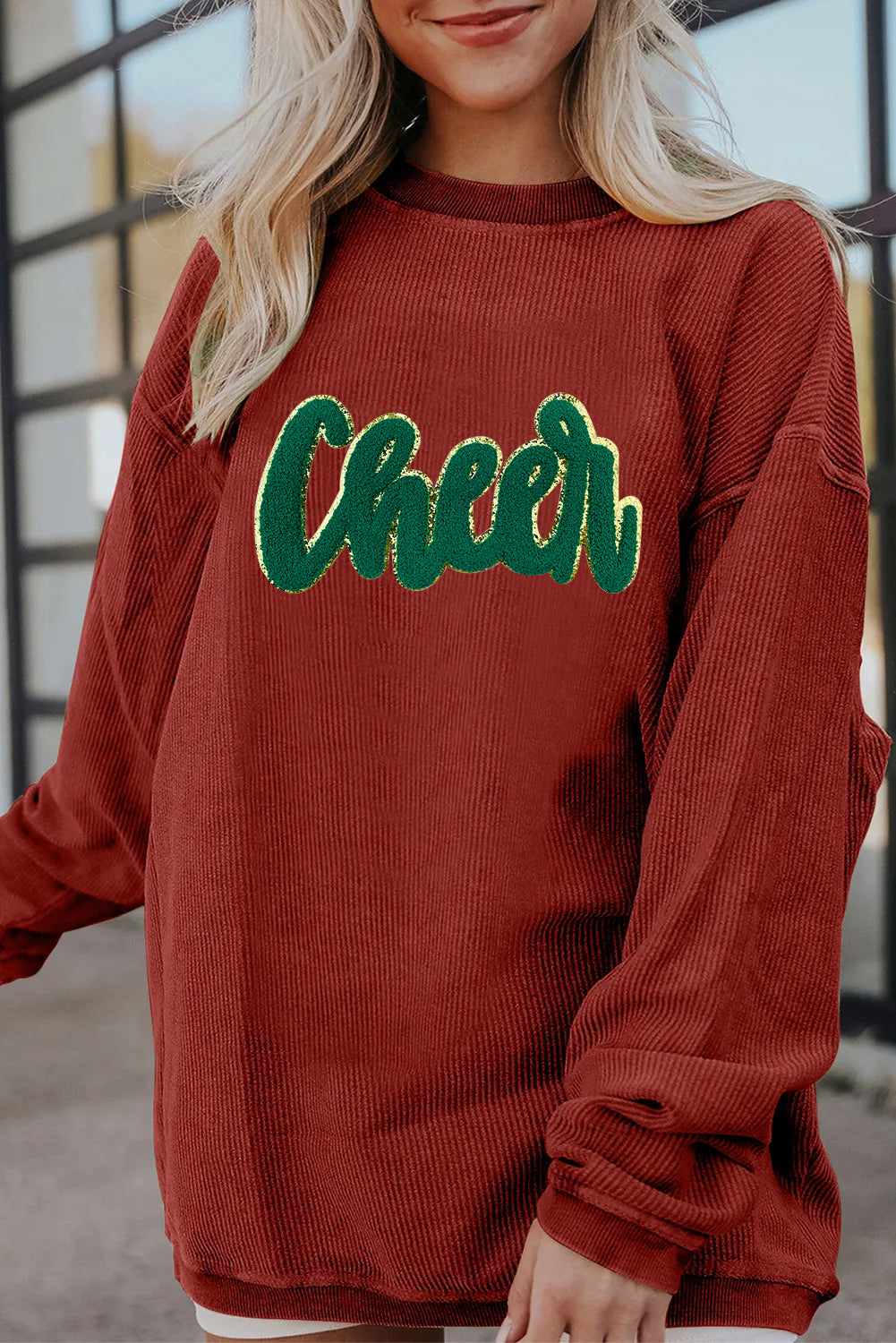 Saint Patrick’s Day Green Sequin Cheer Graphic Sweatshirt