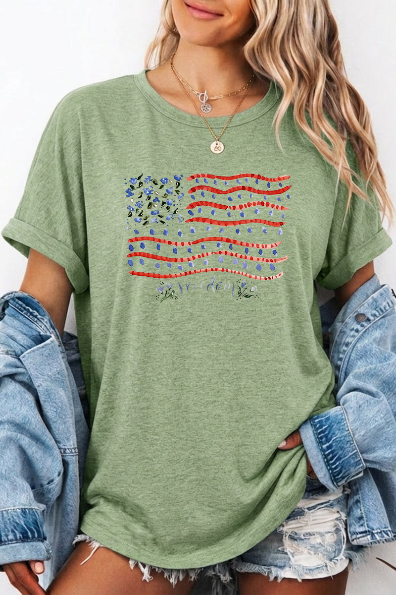 Independence Day Script Flag Graphic Tee