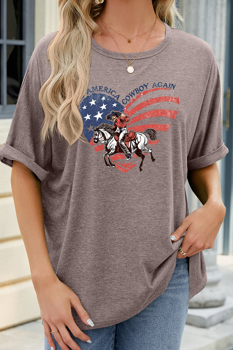 Cowboy Graphic Patriotic Fourth of July Oversized Tee