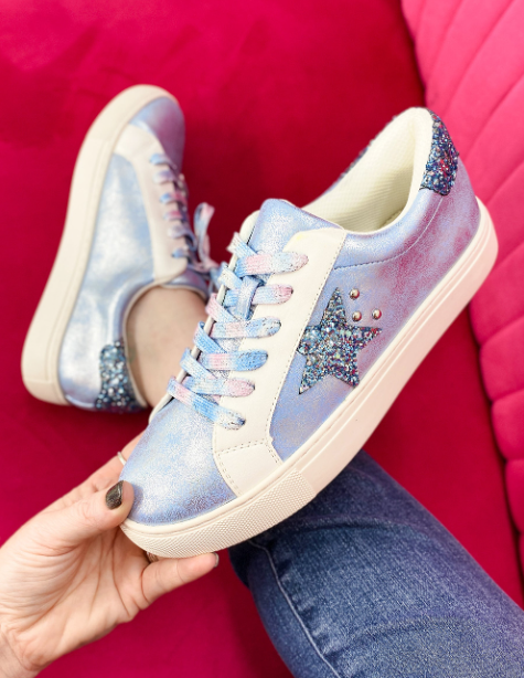 Silvery Star Sequin Patchwork Criss Cross Casual Shoes