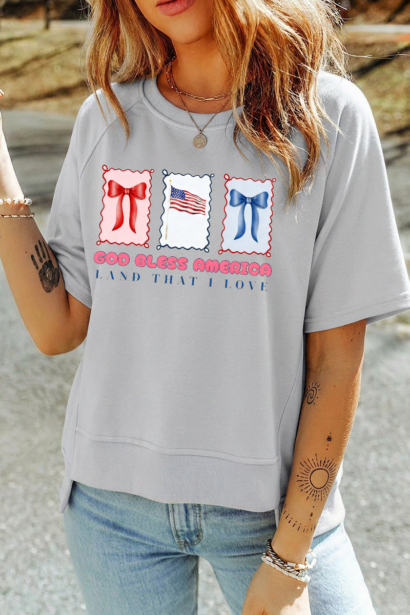 July 4th USA Flag Graphic T Shirt Women Casual