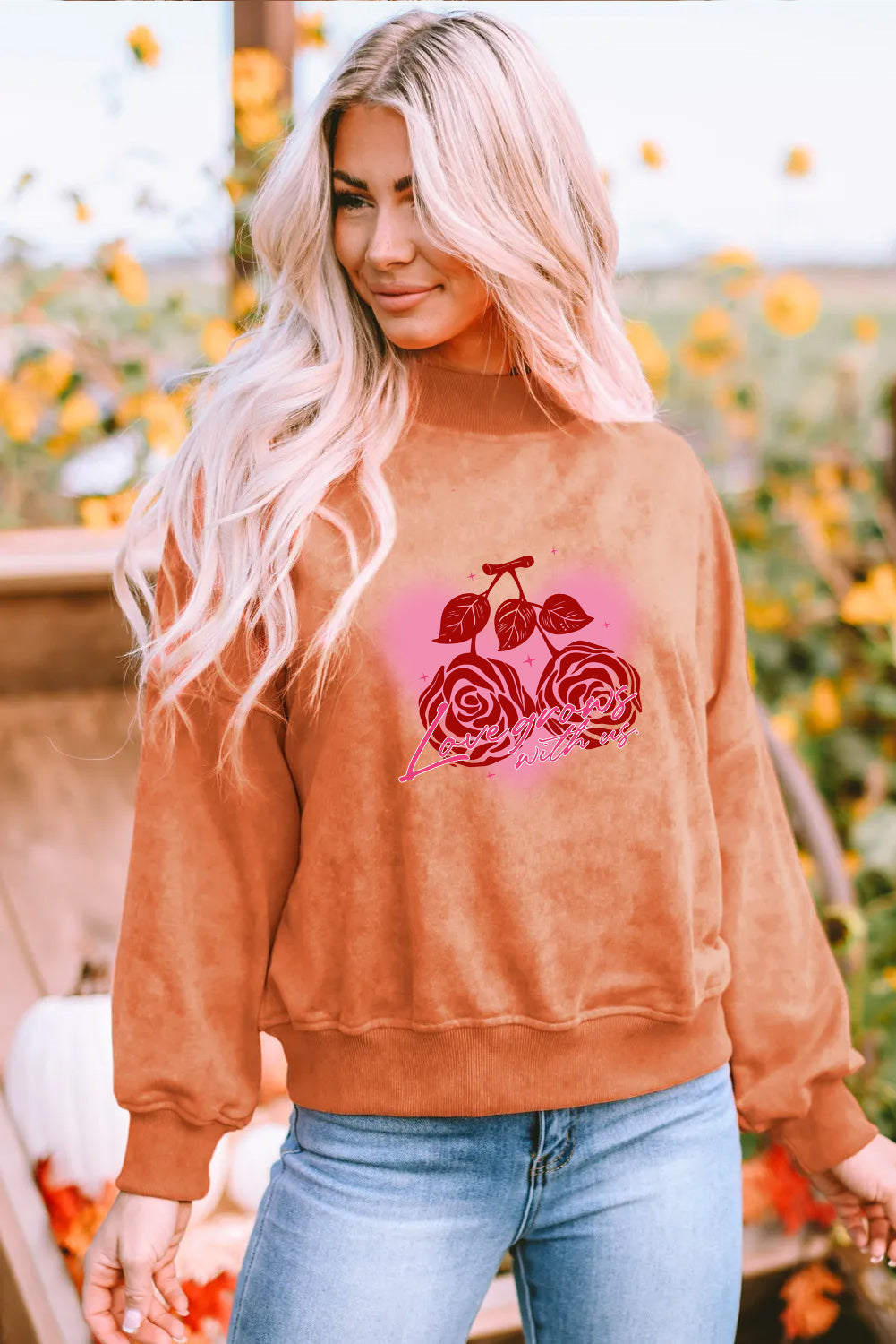 Valentine’s Day Glowing Rose Love Graphic Sweatshirt