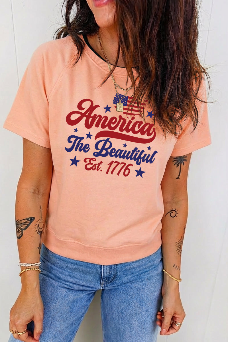America 1776 Patriotic Graphic 4th of July Casual Tee