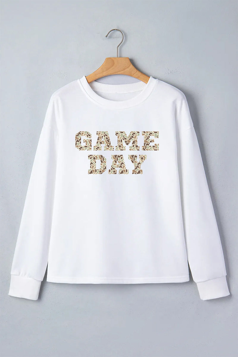 Game Day Leopard Graphic Black Crewneck Sweatshirt