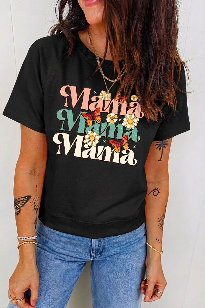 Mother's Day Colorful Mama Graphic Casual Loose T Shirt