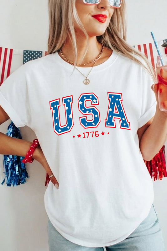 Women 4th of July USA 1776 Graphic T Shirt
