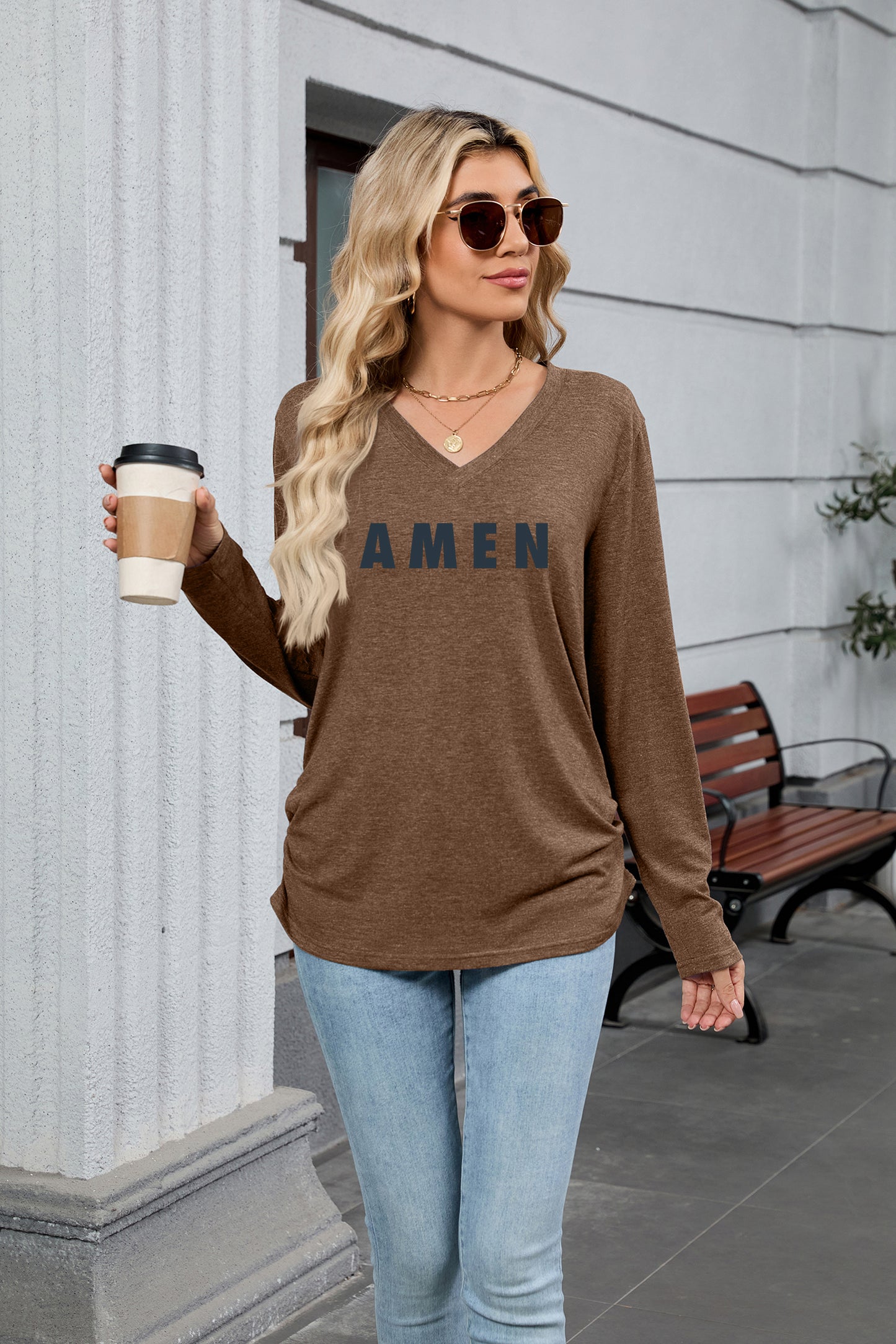 Easter Amen Faith Graphic Long Sleeve T Shirt