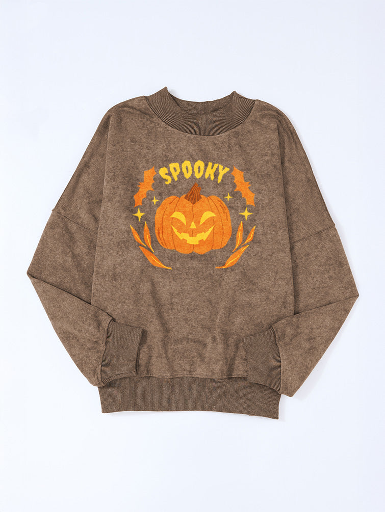 Spooky Pumpkin Drop Shoulder Long Sleeve Sweatshirt