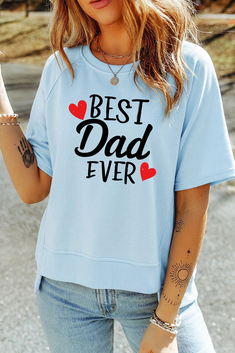 Best Dad Ever Graphic Knit Top Casual Gift Shirt