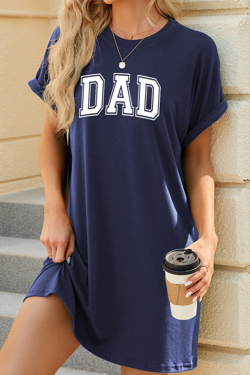Fathers Day Dad Graphic T Shirt Dress Casual Loose Oversized Tee