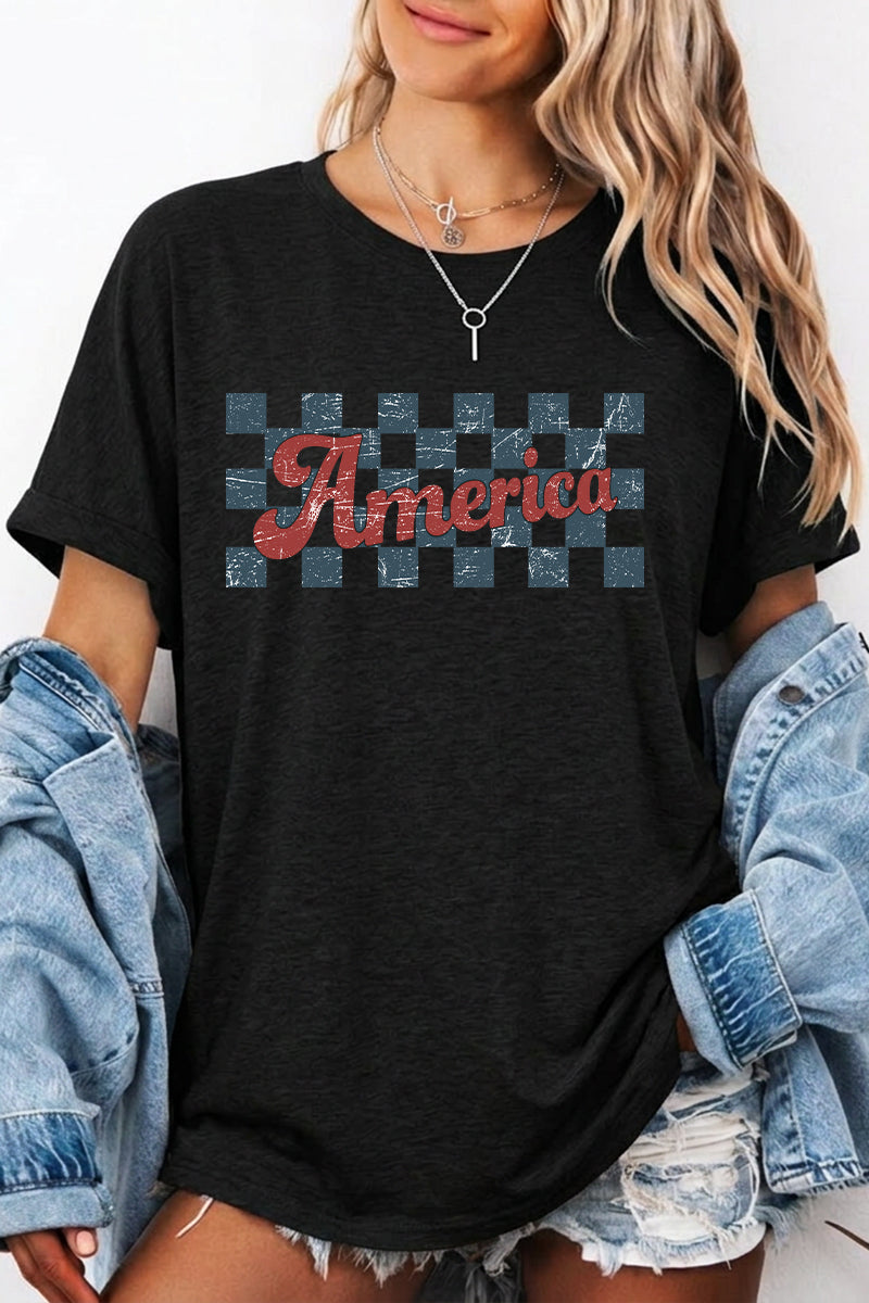 America Flag Graphic Tee Casual Loose Fit Summer Shirt