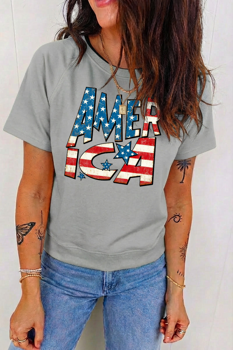 4th of July Oversized America Flag Patriotic Tee