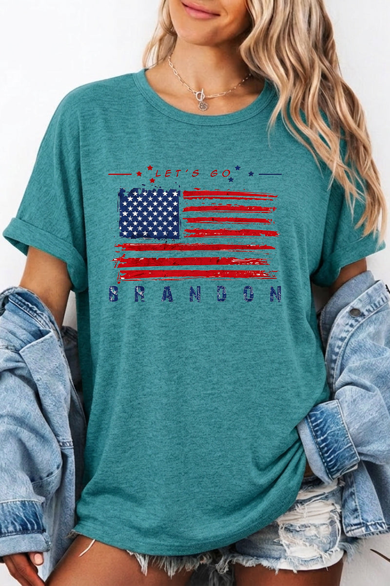Patriotic Graphic Tee Oversized USA Flag Casual Top