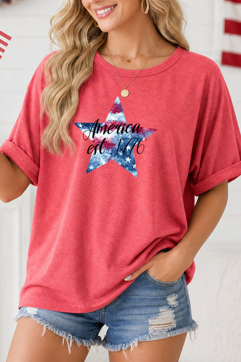 Fourth of July Star Print T Shirt