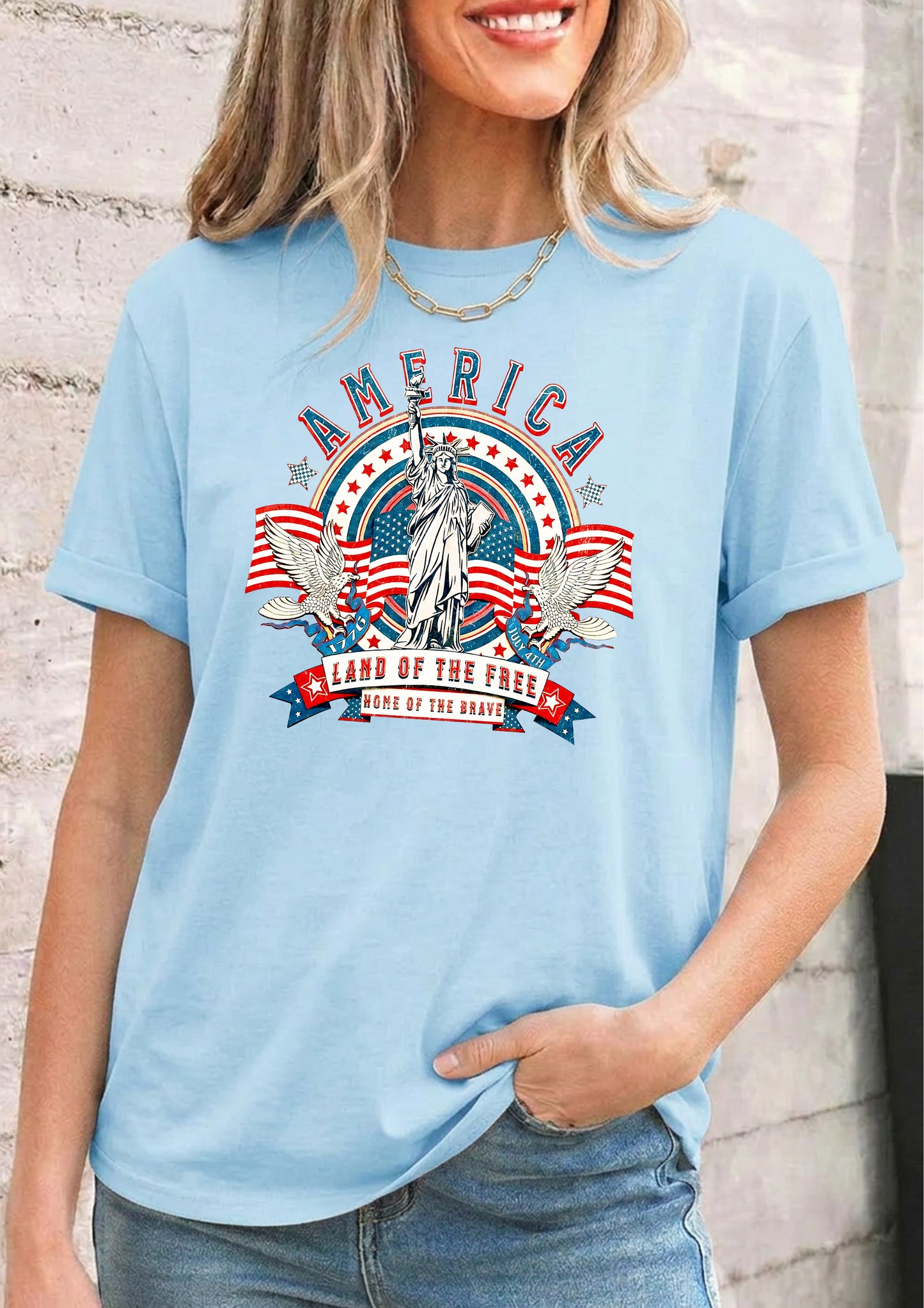 America Graphic Statue of Liberty Patriotic Tee