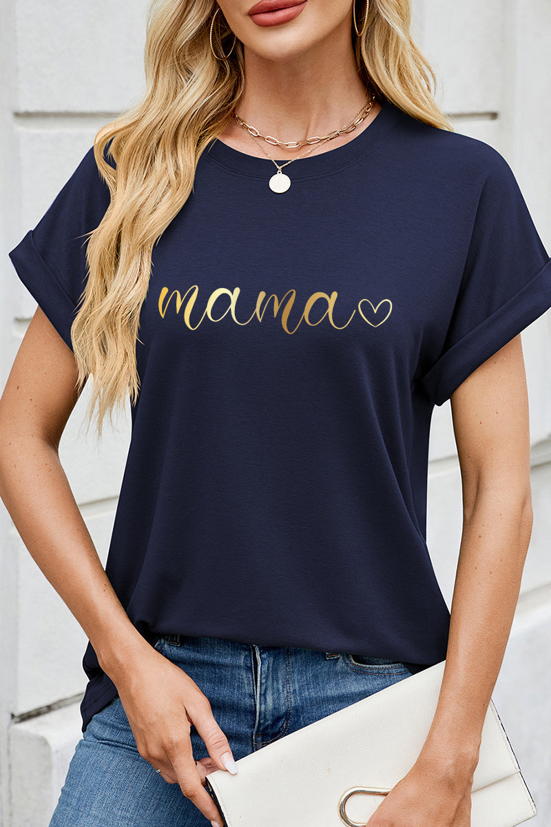Mother Day Mama Script Graphic Tee Women Casual