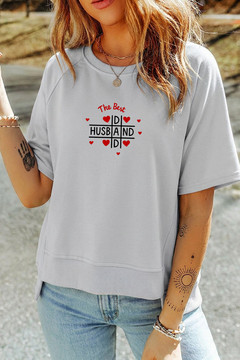 Light Blue The Best Husband Graphic Tee  Funny Couple Gift Top
